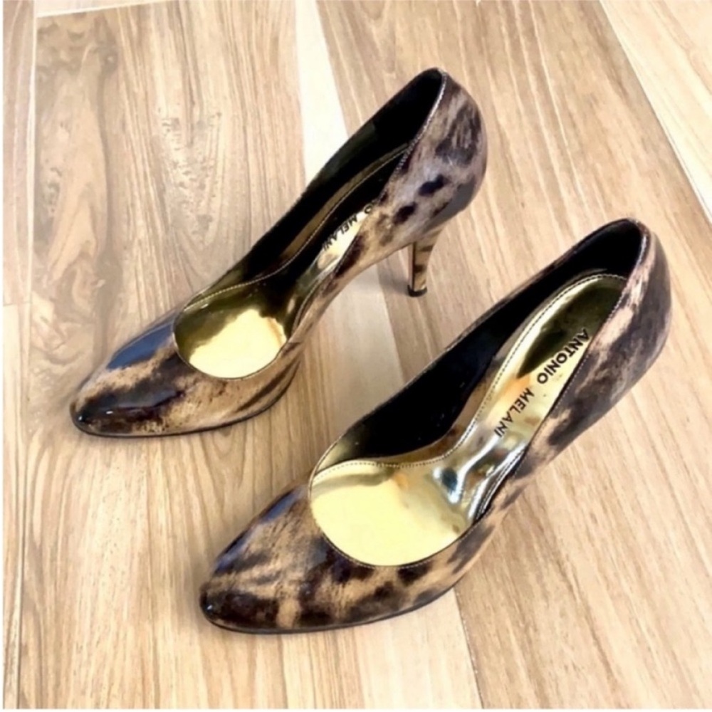 Antonio Melani animal print patent leather pumps